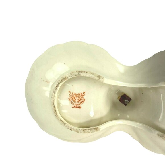 Vintage Double Trinket Tray  Olive Bowl Handle Porcelain Hand Painted Japan u - Picture 9 of 9